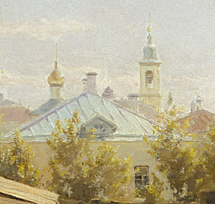 Church of St. Nicholas the Wonderworker in Plotniki fragment of Moscow courtyard by Vasily Polenov